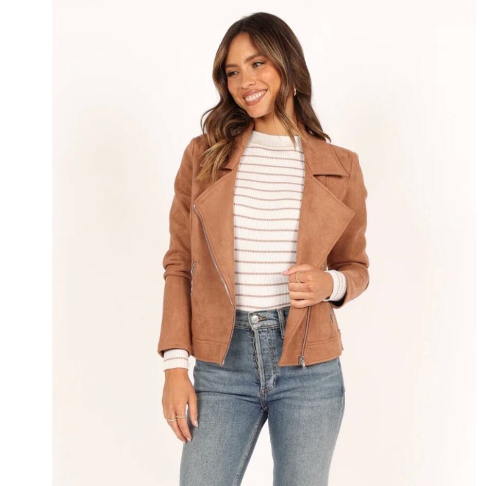 Petal and Pup Spencer Faux Suede Moto Jacket US Size 12 - Picture 2 of 9